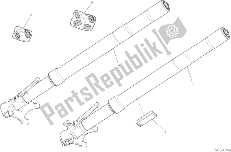 Alle onderdelen voor de Voorvork van de Ducati Multistrada 1260 S Pikes Peak 2020